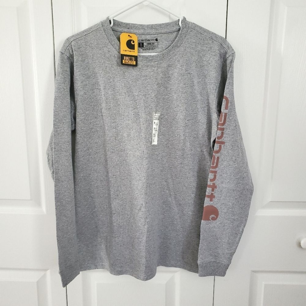 Carhartt Long Sleeve Loose Fit Crewneck T-shirt Women's Size Small NWT Gray - Picture 2 of 7